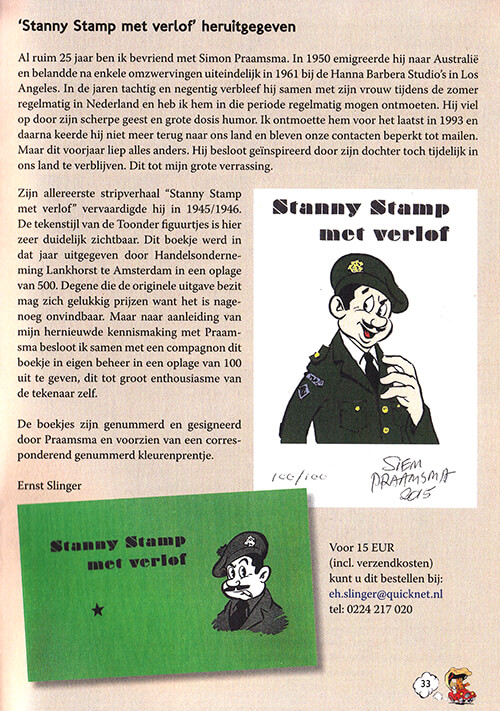 Stanny Stamp 2015 - Ernst Slinger uitgave